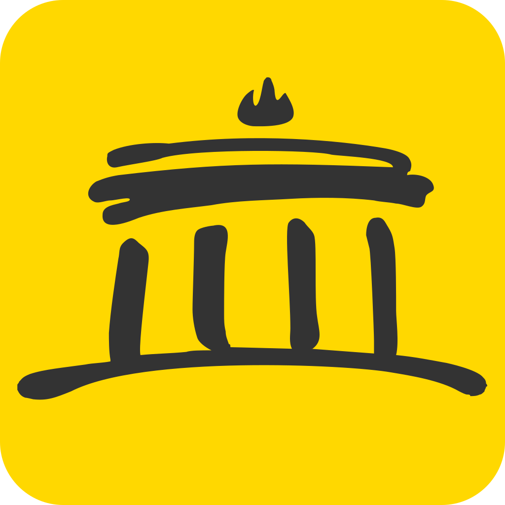 Gelbes Icon mit handgezeichnetem Brandenburger Tor — Fremdmarke, nicht verwendbar